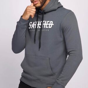 Never Satisfied Brand Logo Hoodie